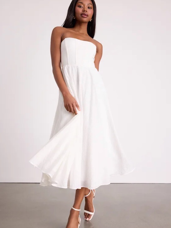 Lulus Dresses & Skirts - Lulu's Ivory Strapless Midi Dress